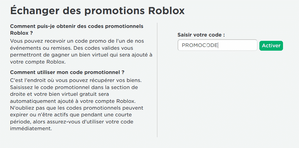 Roblox Tous Les Promo Codes Et Skins Gratuits Juillet 2021 - code roblox robux mettre